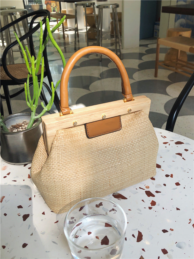 Raffia Shell Pillow Bag