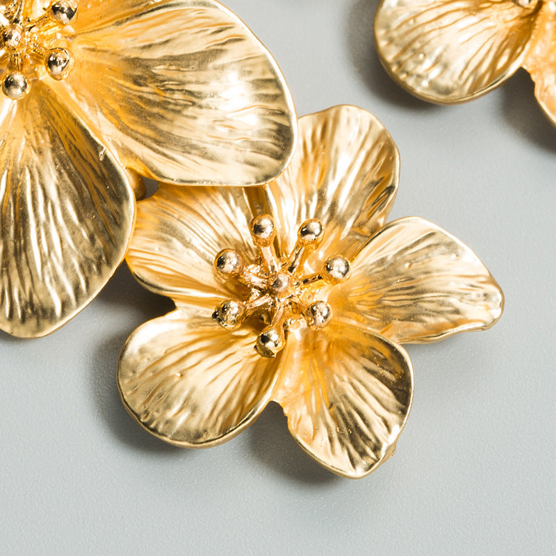 Golden Petal Flower Earrings