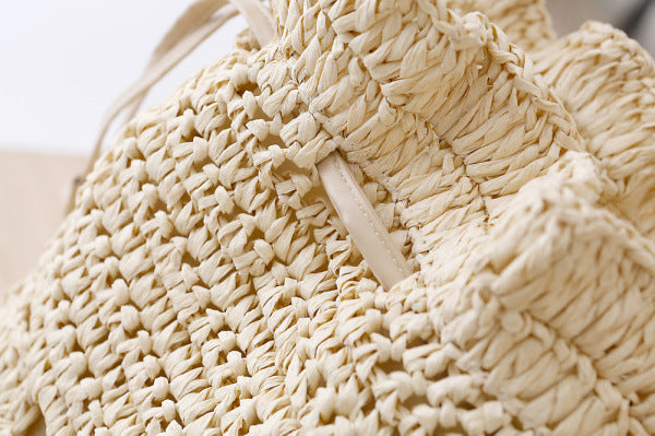 Handmade Crocheted Straw Woven Backpack