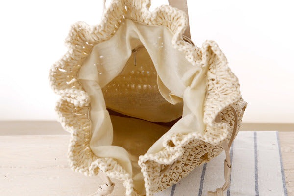 Handmade Crocheted Straw Woven Backpack