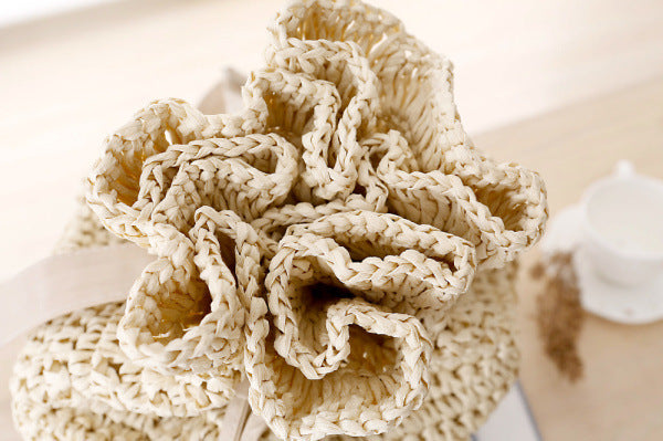 Handmade Crocheted Straw Woven Backpack