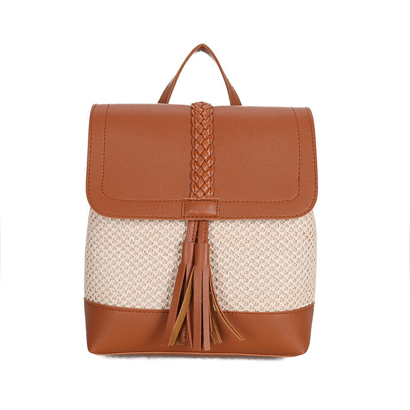 Fashionable Straw Woven Backpack