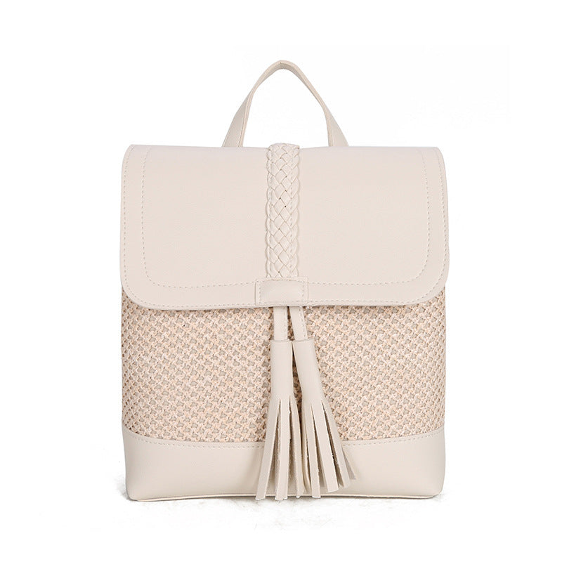 Fashionable Straw Woven Backpack