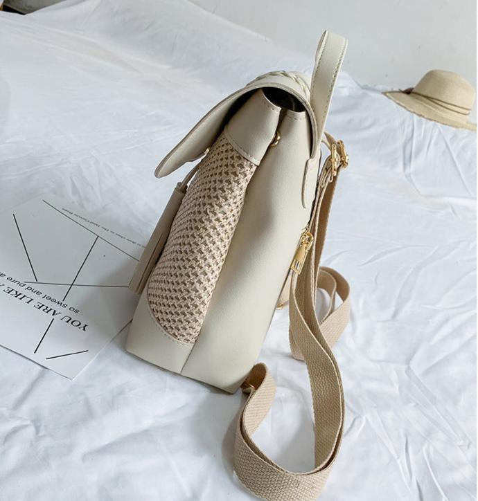 Fashionable Straw Woven Backpack