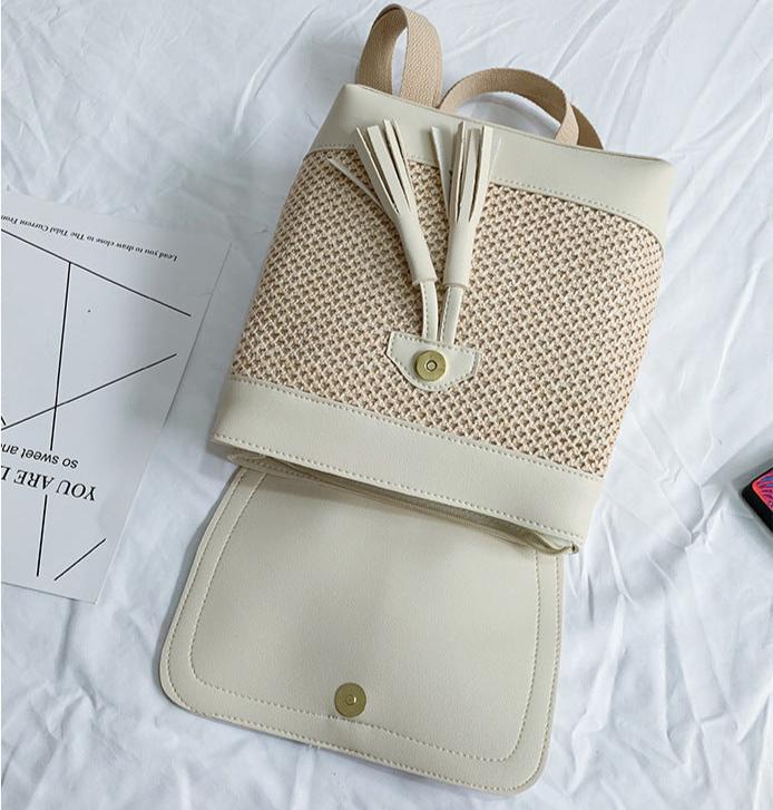 Fashionable Straw Woven Backpack