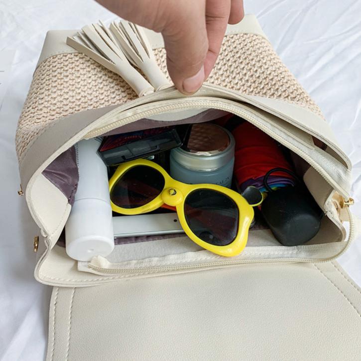 Fashionable Straw Woven Backpack