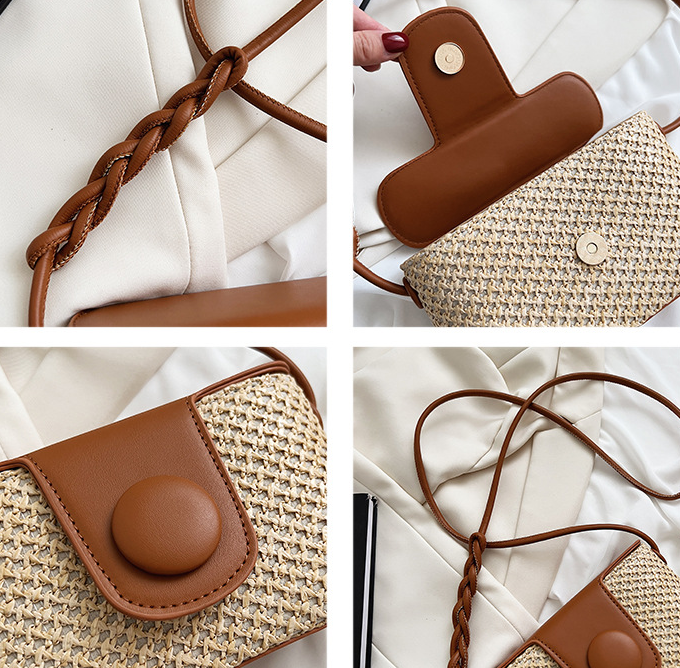 Western Style Straw Bucket Bag