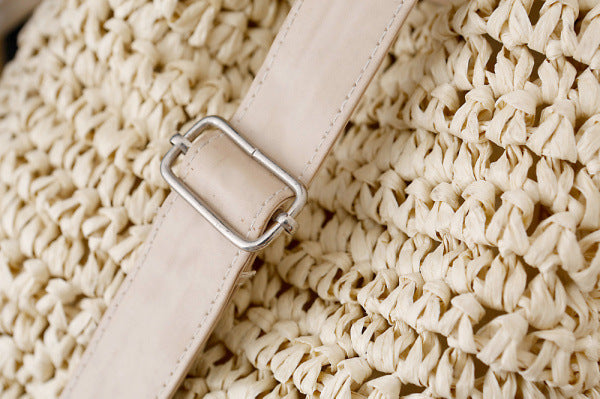 Handmade Crocheted Straw Woven Backpack