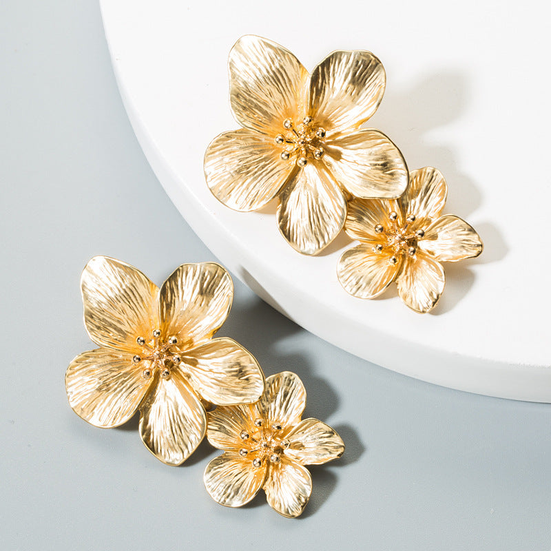 Golden Petal Flower Earrings