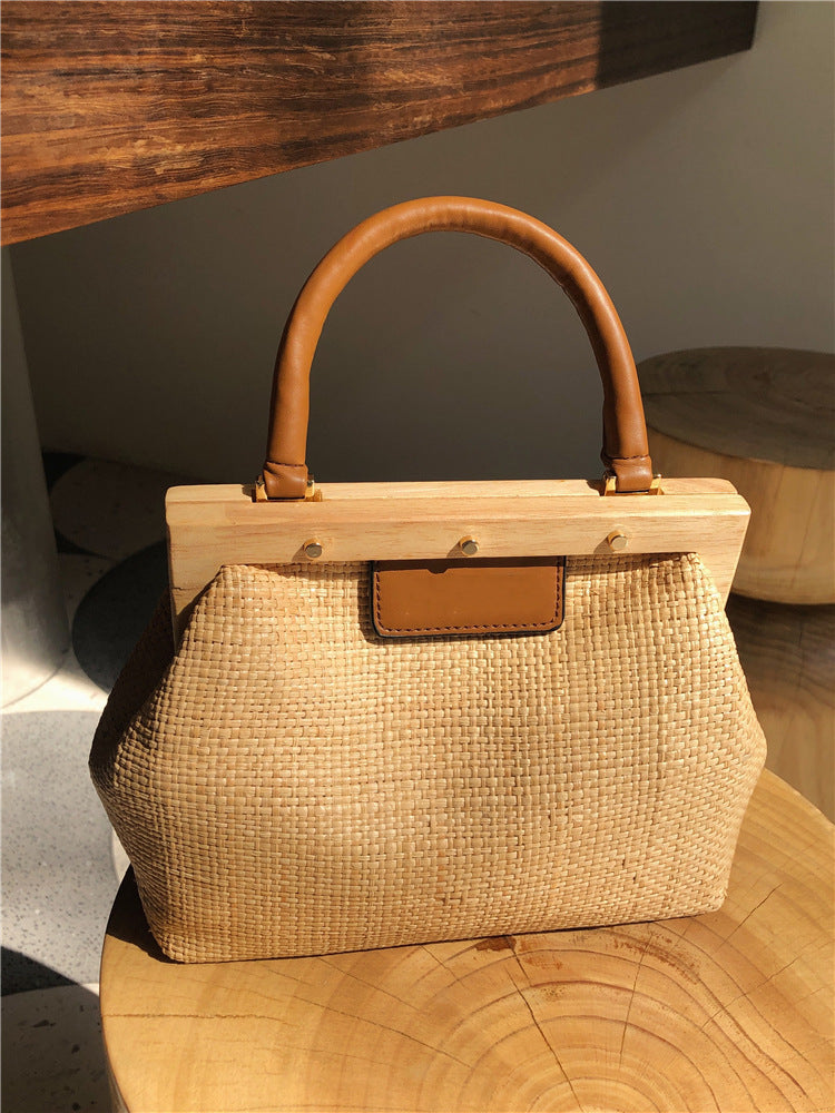 Raffia Shell Pillow Bag