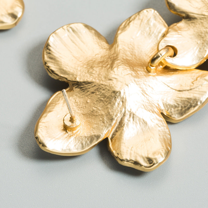 Golden Petal Flower Earrings