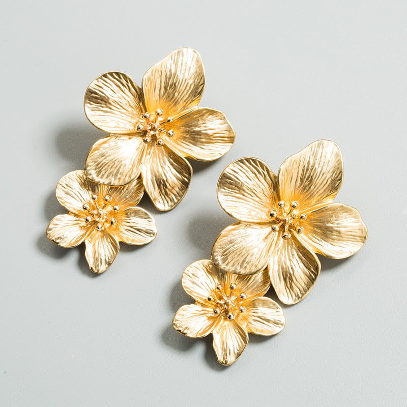 Golden Petal Flower Earrings
