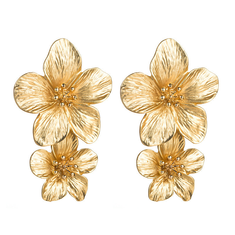 Golden Petal Flower Earrings