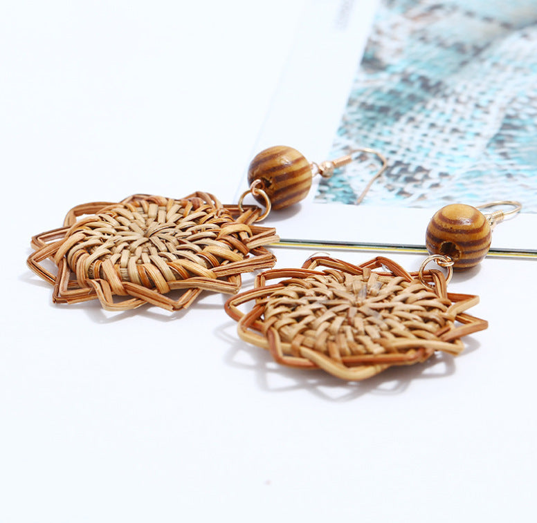 Handmade Rattan and Bamboo Earrings