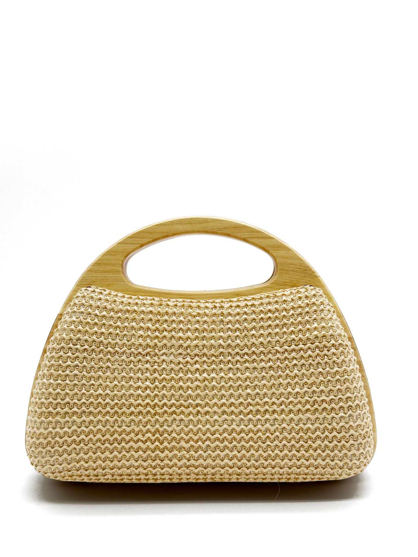 Wooden Handle Sequins Straw Bag