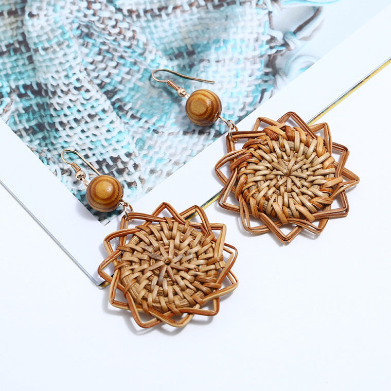 Handmade Rattan and Bamboo Earrings