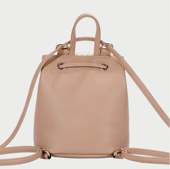 Woven Bucket Backpack with Fur Ball