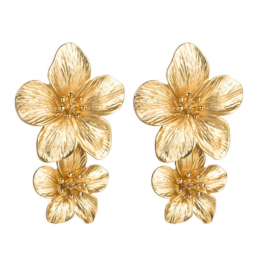 Golden Petal Flower Earrings