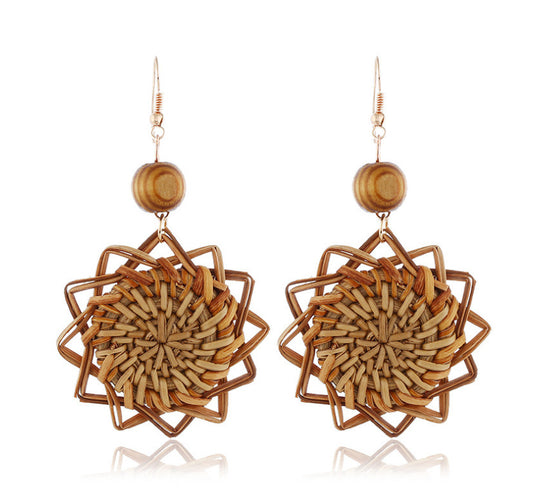 Handmade Rattan and Bamboo Earrings