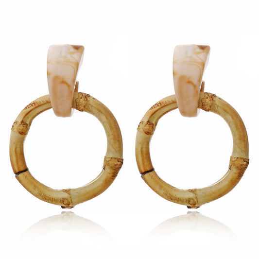 Geometric Wooden Bamboo Earrings